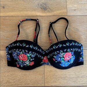Tory Burch Floral Black Swim Bra Too